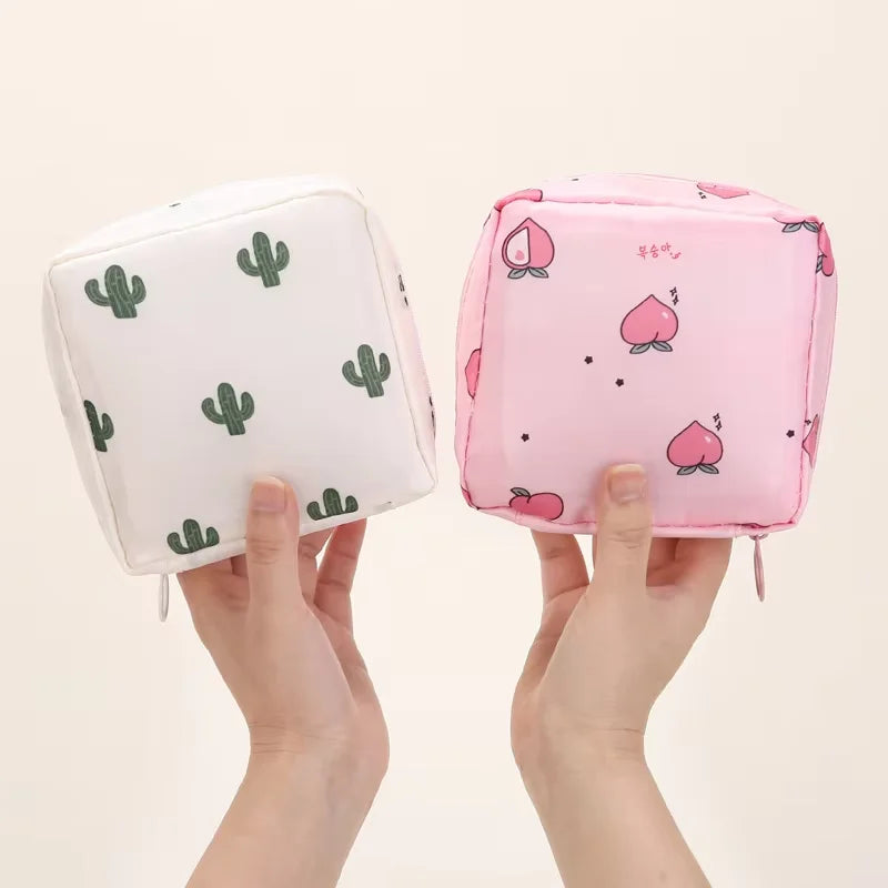 sac maquillage bleu rose noir moderne imprimé animaux cactus fruits glissière chargeur écouteurs portable