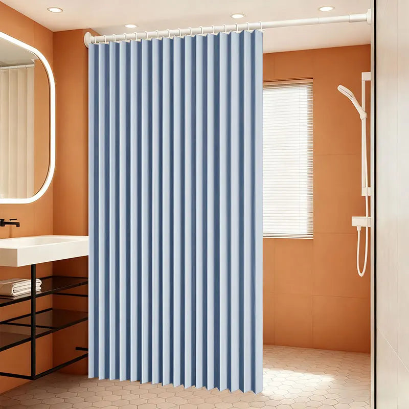 rideau douche pliable noir blanc bleu rayures verticales moderne salle bain étanche