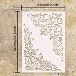 Stencil floral artisanal blanc vert or clips métalliques peinture