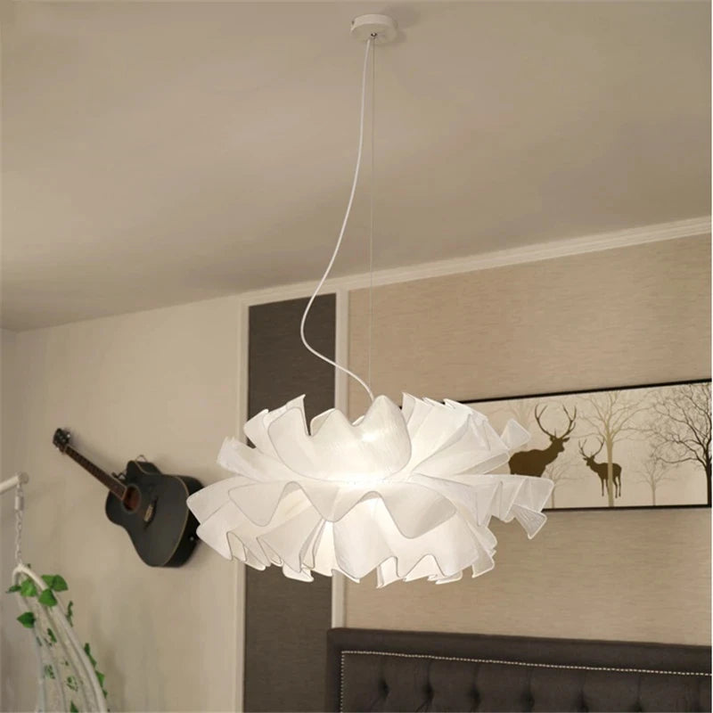 lampe suspendue moderne plissée blanc câble suspendu salon chambre nordique led