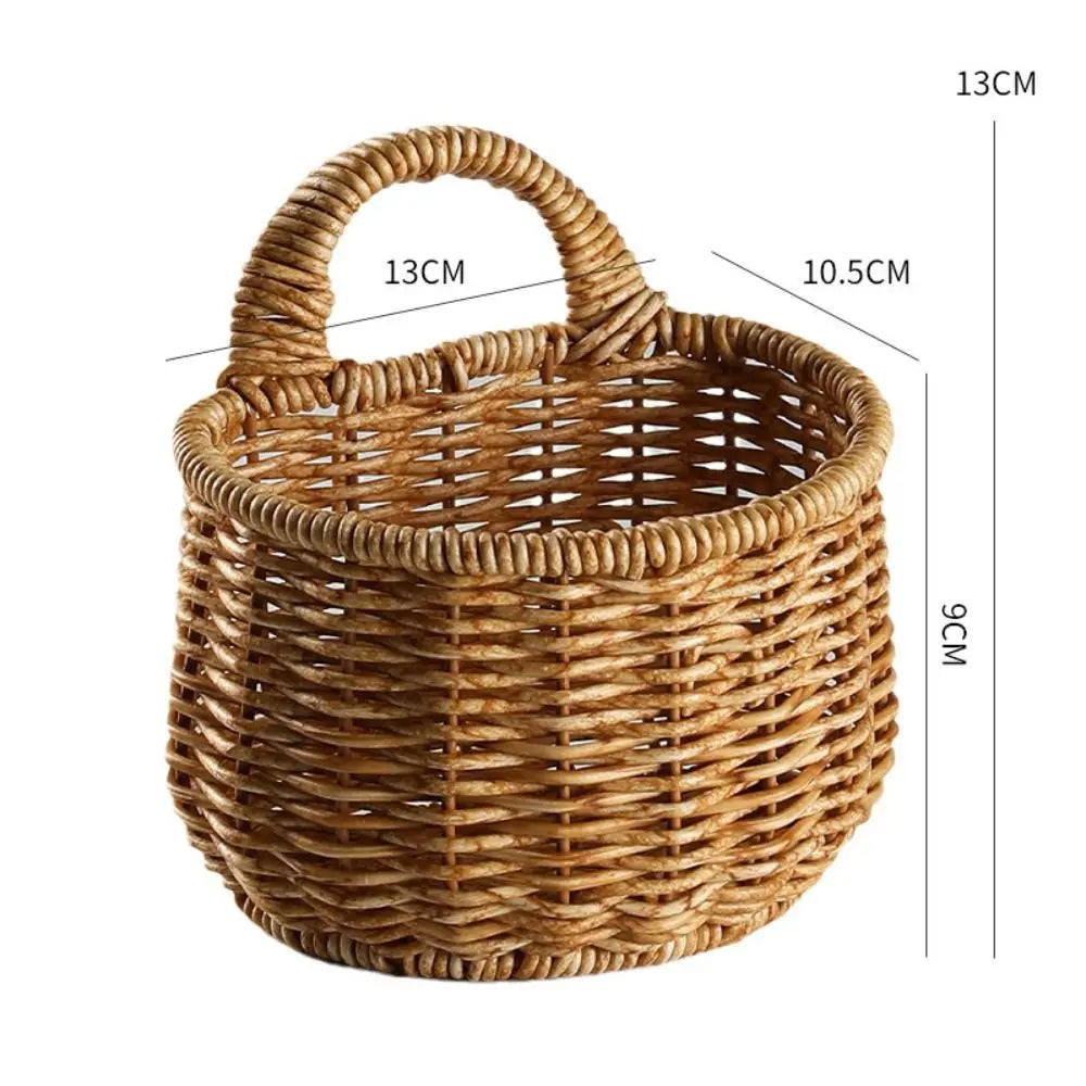 panier osier tressé réutilisable anse accroches murales rangement fruits légumes rustiqueintérieurDecorationBohemeChampetre