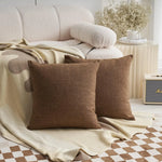 housse coussin marron clair texture lin moderne 45x45cm respectueux environnement nordique maison hospitalière