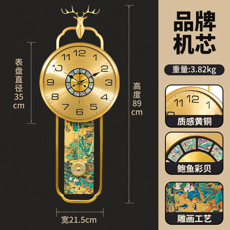 horloge murale moderne ornementale florale asiatique décoration murale salle aiguilles métal