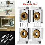 Fixation réglable pour miroir de salle de bain avec clips et vis