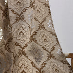 rideau jacquard polyester floral semi opaque classique marron gris clair salon maison