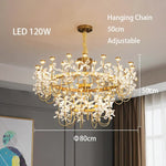 lustre or transparent fleurs cristal classique chaîne éclairage intérieur decoration
