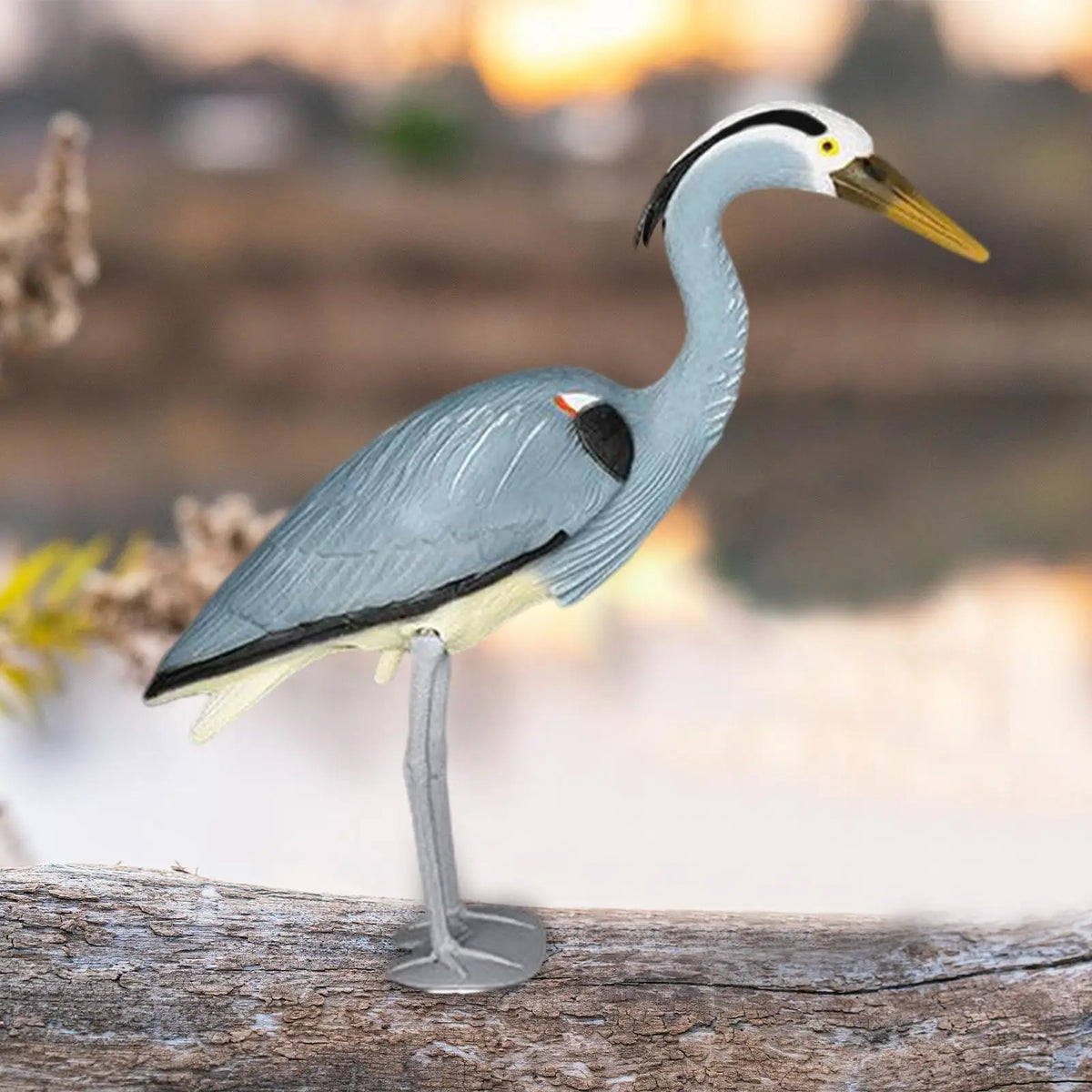 statue heron gris oiseau blanc deco jardin piscine patio exterieur ornement animal réaliste