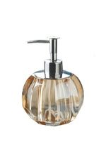distributeur savon liquide bouteille lotion verre cristal transparent rayures horizontales moderne élégant respectueux environnement