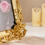 cadre photo résine ornements floraux roses relief blanc doré moderne baroque