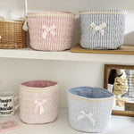 panier rangement rose bleu rayures vichy vintage doux organisation maison