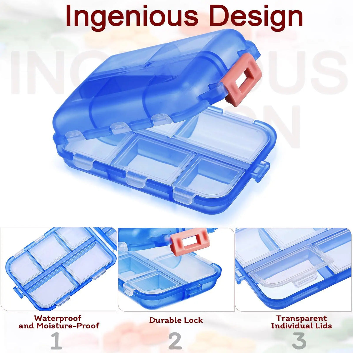 organisateur médicaments portable voyage compartiments boîte pilules semi transparent compact pratique