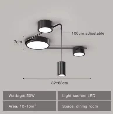 suspension lumineuse moderne minimaliste nordique plafonnier led fer noir flux lumineux élevé certification sécurité
