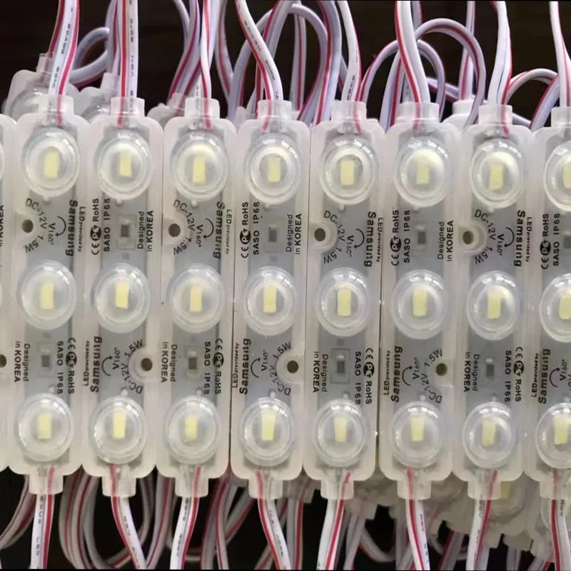 modules led 12v ip68 étanches blanc rouge noir câbles industriels adhésifs vissage