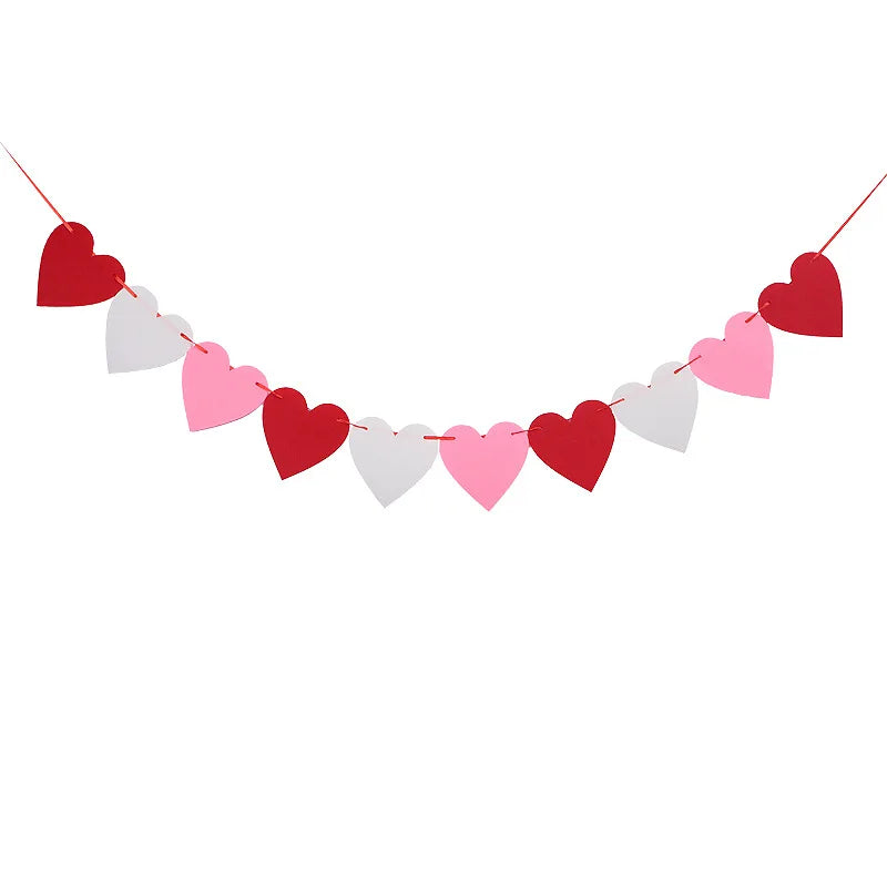 guirlande coeurs feutre rouge rose blanc decoration saint valentin anniversaire mariage festif