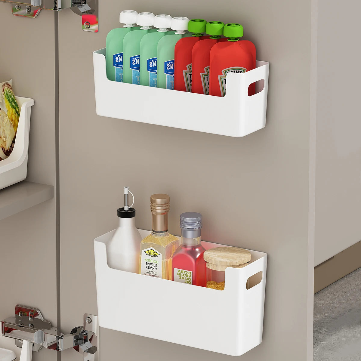 paniers rangement adhésifs mur blancs réutilisables modernes cuisine 2pcs