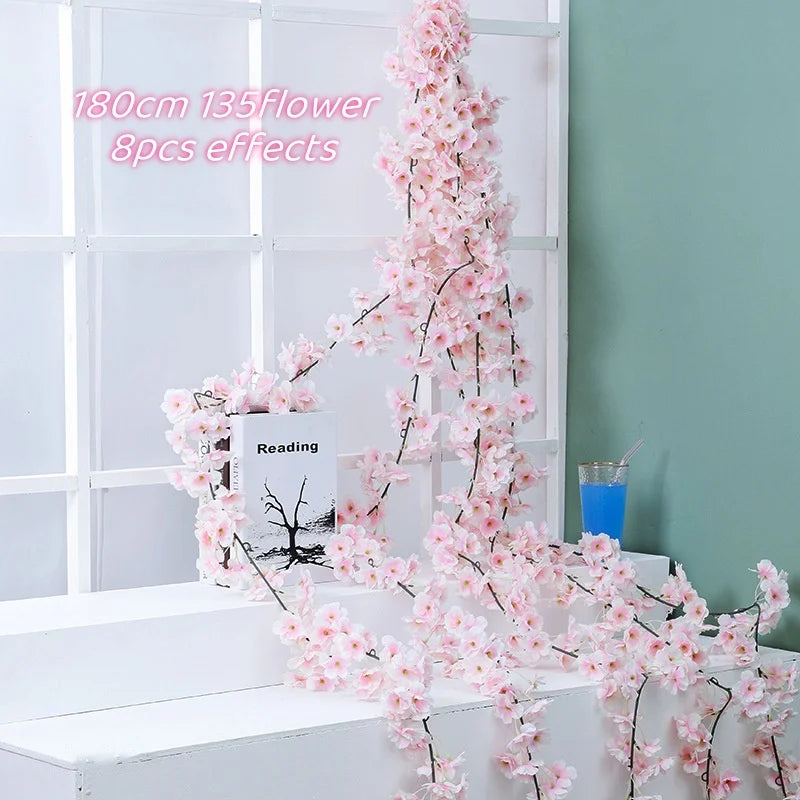 guirlande fleurs artificielles mariage rose clair blanc décoratifintérieur clips métalliques