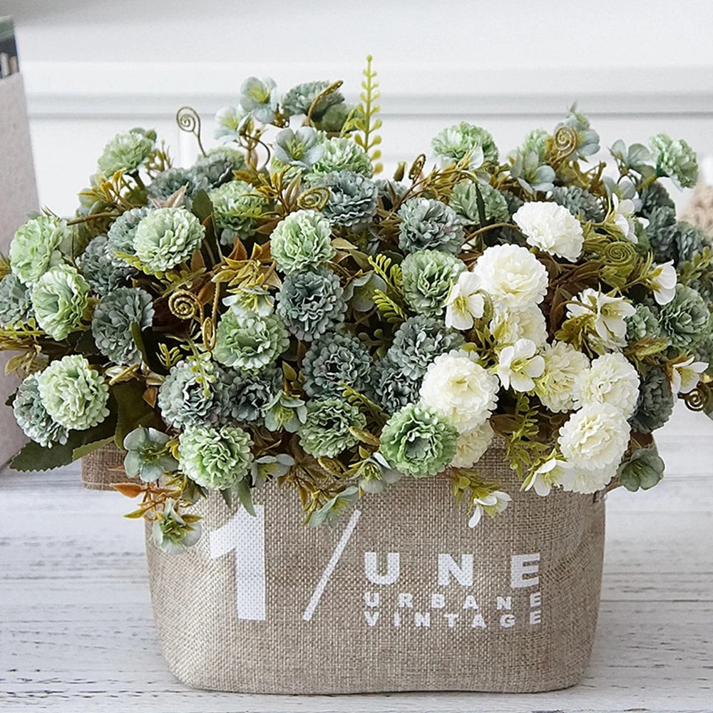 bouquet fleurs artificielles soie mariage décoration maison extérieur blanc rose vert classique