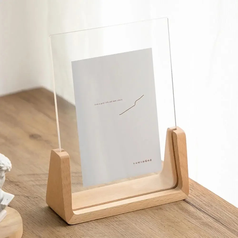 cadre photo moderne minimaliste transparent bois marron clair verre structure bois 10.2x15.2 12.7x17.8 cm