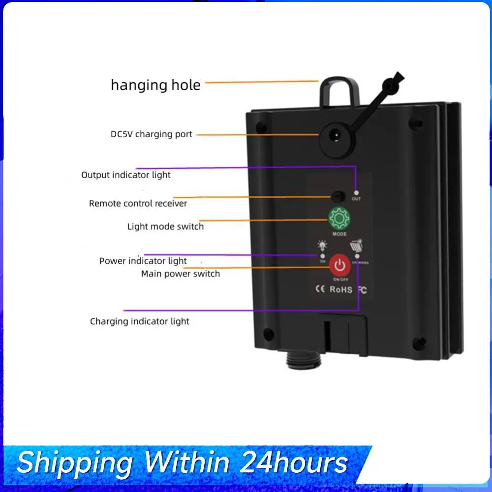 panneau solaire noir texturé moderne piquet câble usb télécommande bricolage led