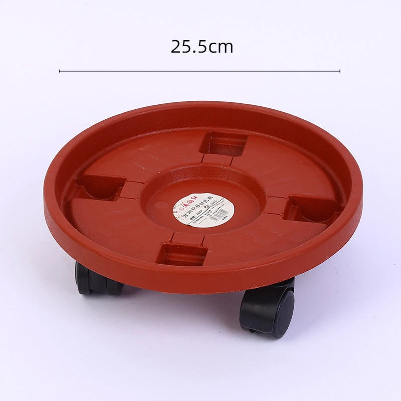 support roulettes pot fleurs orange moderne roues transparentes