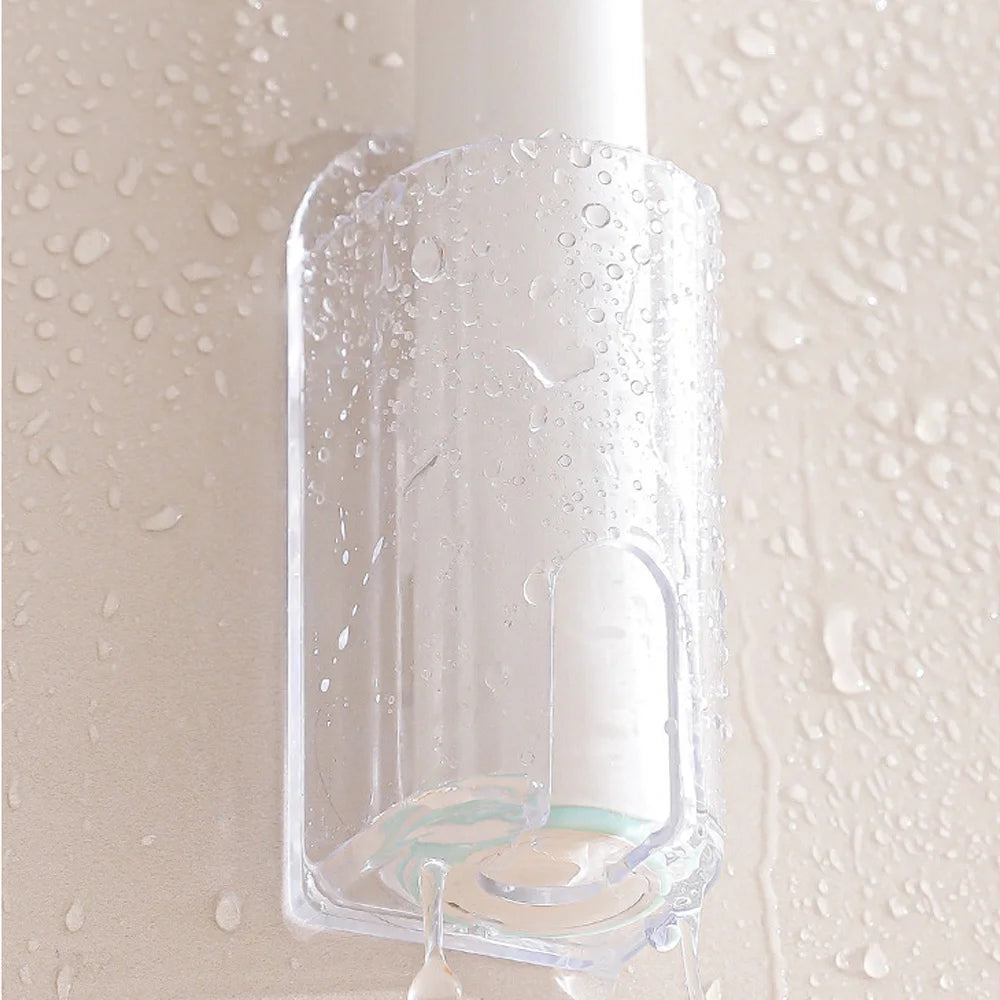porte brosse dents adhésive transparente moderne support salle bains blanc simple minimaliste