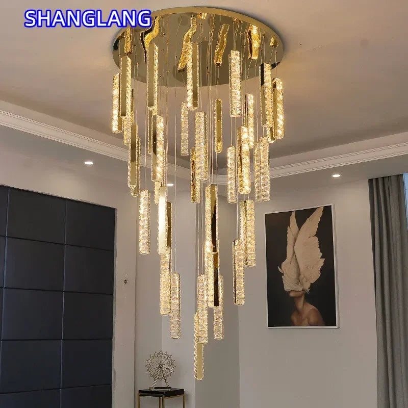 suspension lumineuse contemporaine or argent texture brillante élégante chambre salle bain led