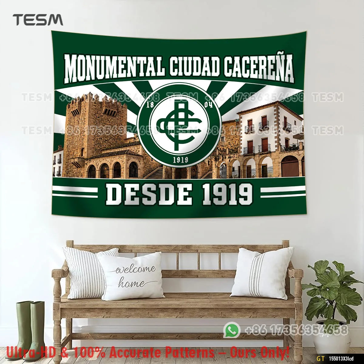 tapisserie supporteur football logo noir moderne clips inclusion sac clips