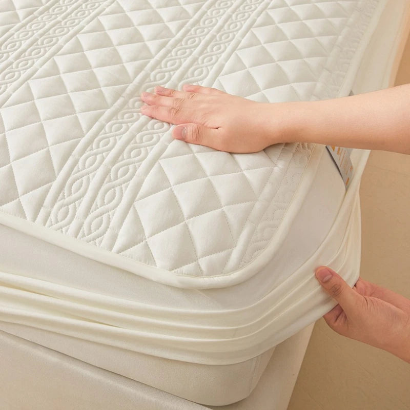 protège matelas imperméable matelassé anti acariens antibactérien gris élastiques lit double