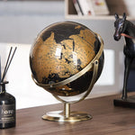 globe terrestre métal noir détaillé cartographie ornements éducation décoration classique fixations métal