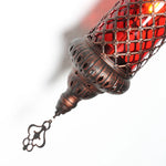 lampe suspendue vintage bronze rouge maille métallique chaîne restaurant chambre couloir motifs géométriques