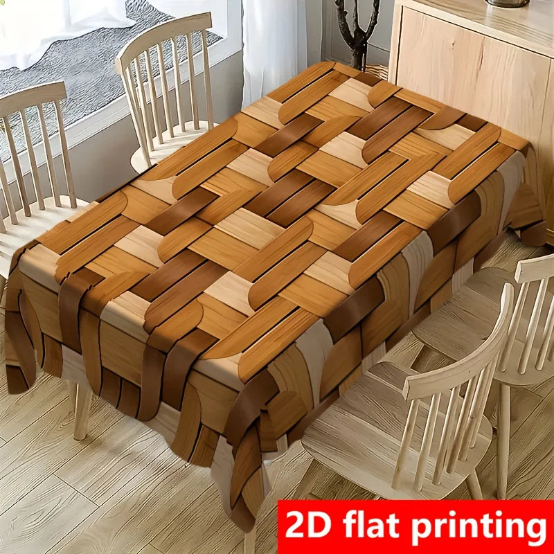 nappe marron rayures moderne cuisine table salon fêtes polyester réutilisable