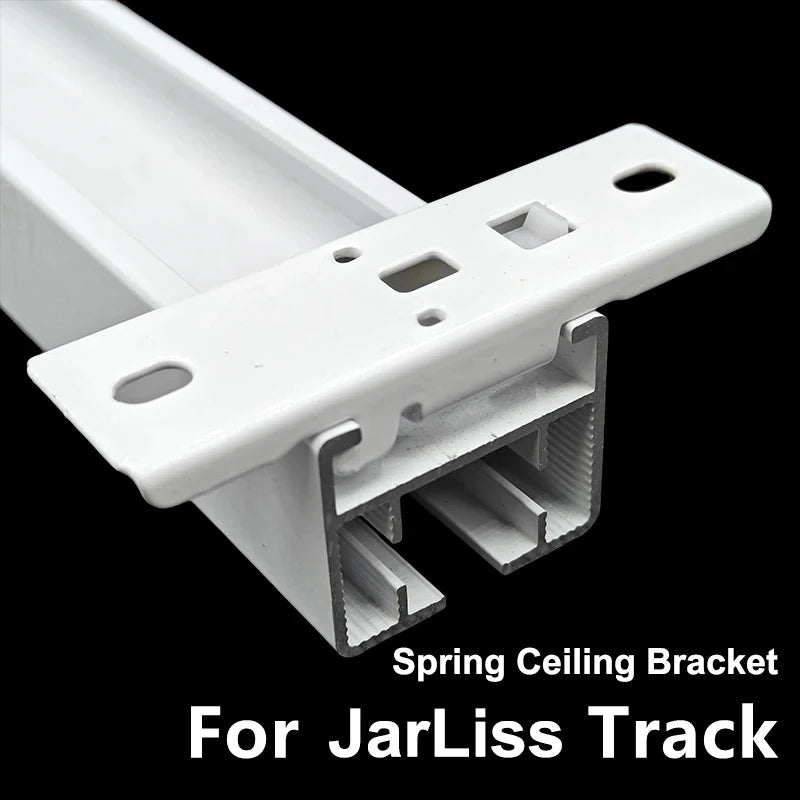 rideau support ressort blanc moderne accessoire inoxydable fixations rails électriques