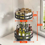 étagère rotative acier inoxydable noire moderne multifonctionnelle 360 degrés bocaux épices contenants cuisine