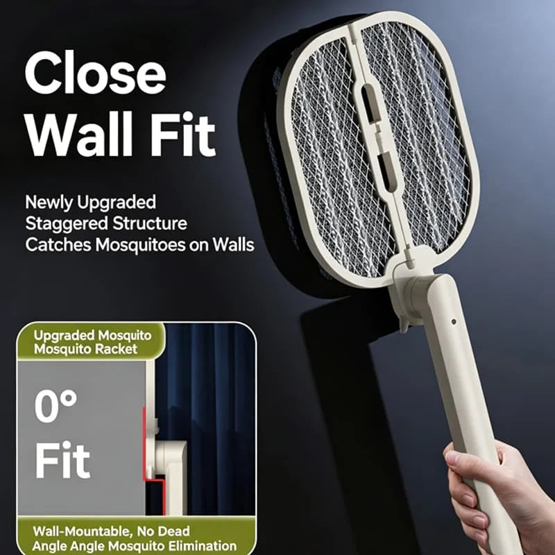raquette électrique anti moustiques rechargeable pliable uv led moderne portable support mural
