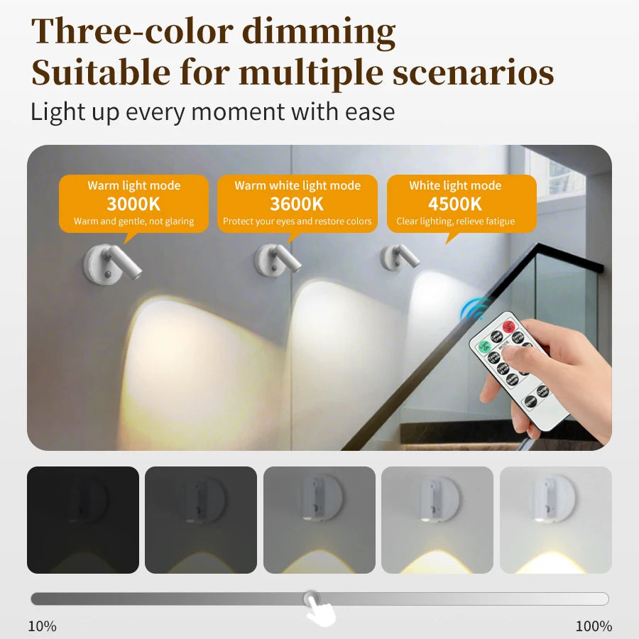 projecteur led rechargeable télécommande 360° détection présence mur blanc moderne minimaliste port type