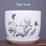 vase decoratif art traditionnel chinois cache pot fleurs oiseaux calligraphie chinoise blanc rouge vert