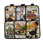 protège sous verre multicolore rustique poignées tissu motif cuisine animal fleur textes opaques rectangle