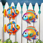 décoration murale plaques poissons colorées artisanal moderne orange bleu blanc vert rose jaune
