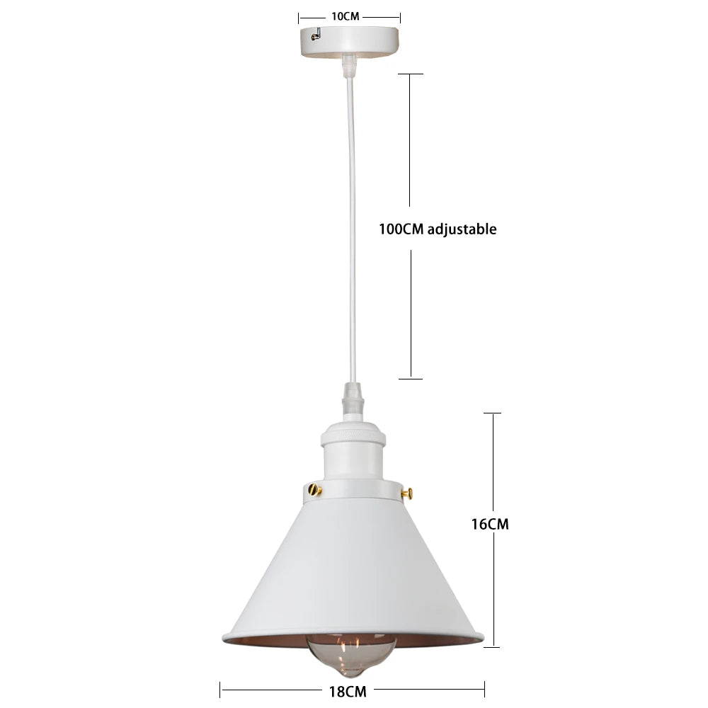 lumière suspendue industrielle conique noire blanche orange éclairage moderne chambre salon