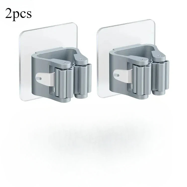 porte balai adhésif support rangement moderne outils ménagers gris clair fixations étagère murale abs