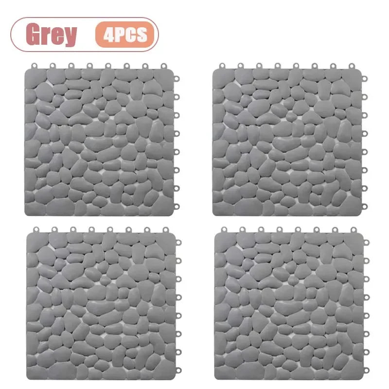 tapis sol antidérapant cailloux gris blanc moderne 30cm 30cm clips geometrique