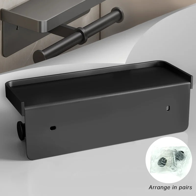 porte serviettes toilette moderne alliage d'aluminium noir fixé mur adhésif