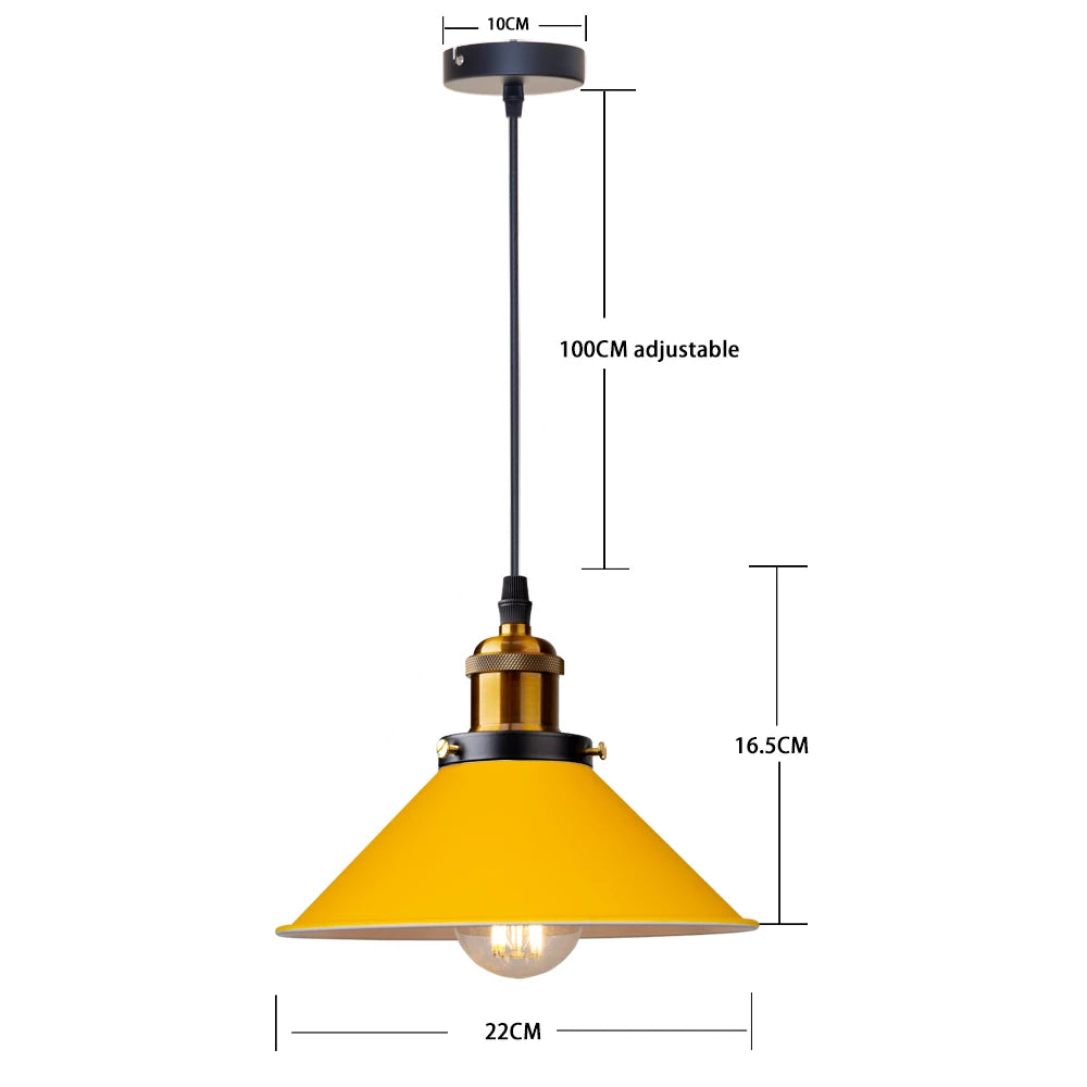 Suspension lumineuse conique minimaliste gris vert jaune bleu rose blanc câble suspendu chambre salon