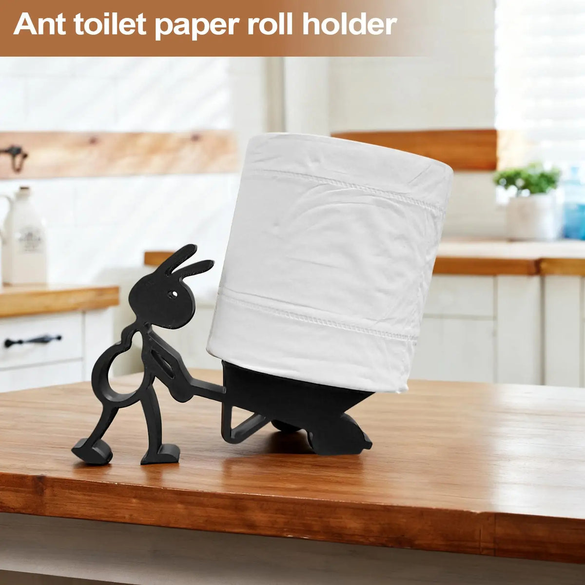 porte rouleau papier toilette fourmi noir mat decoratif salle bain adulte ludique plastique