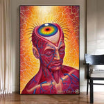 affiche abstraite anatomique moderne couleur rouge orange jaune bleu noir décoration murale artistique cadre