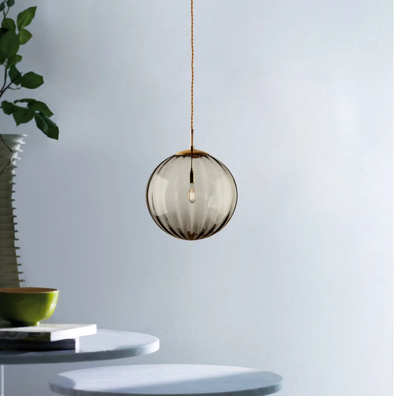 lampe suspendue moderne verre texturé bleu marron gris ampoule edison filaire 249lm 3ans garantie