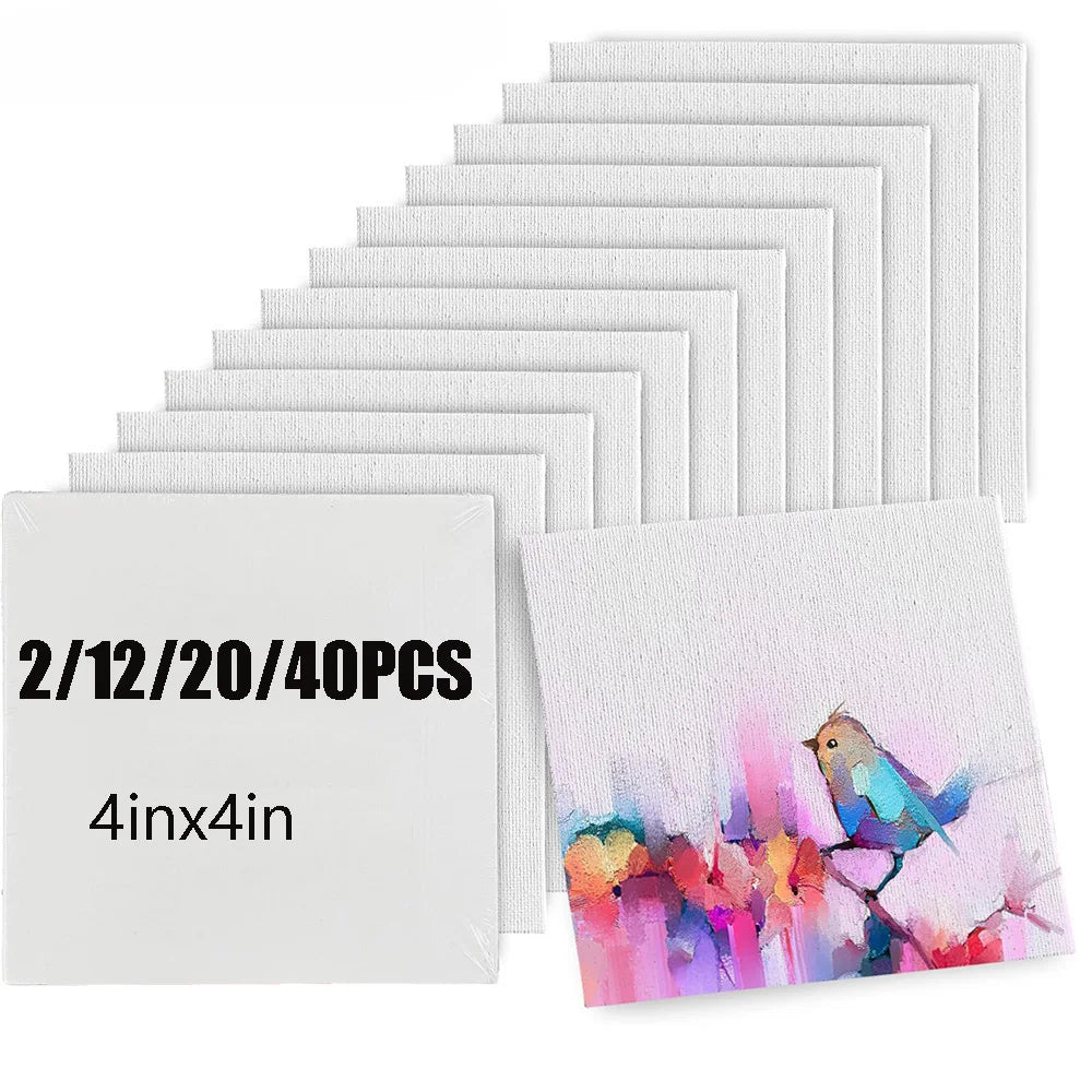 toiles blanches peinture acrylique aquarelle huile 10cm carré art loisirs créatifs kit débutant