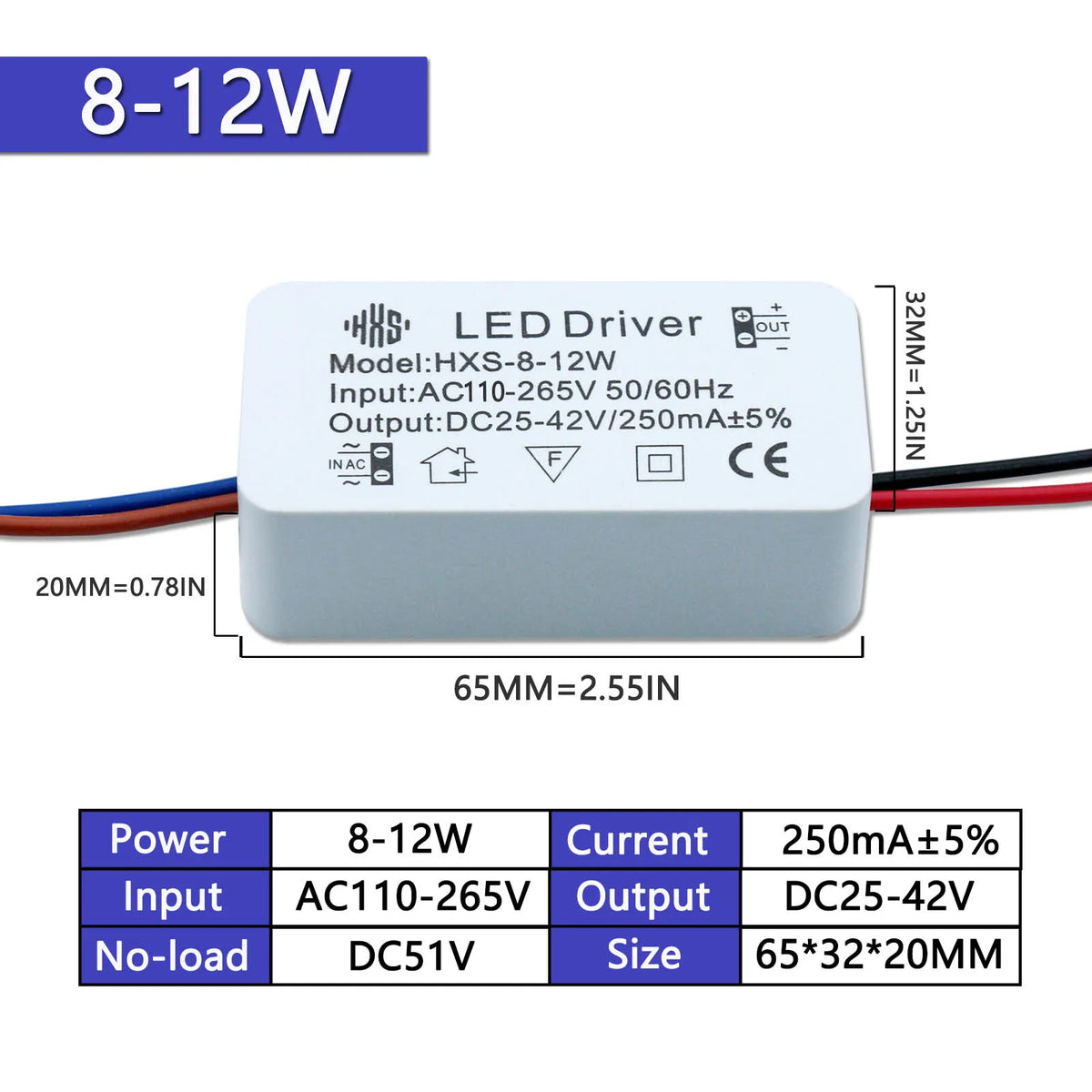 driver led blanc 110v 265v 3w 24w constant voltage isolation non included
