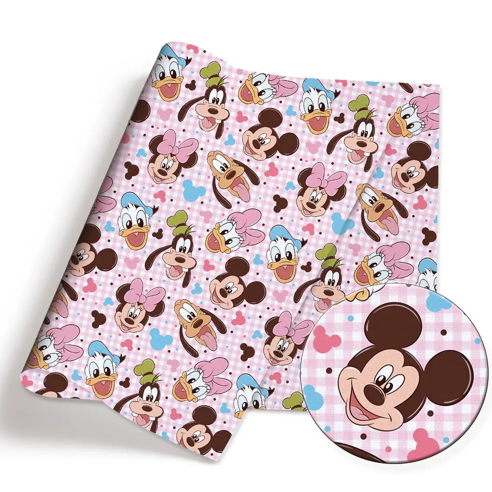 tissu coton disney personnages patchwork rose bleu clair enfants bricolage couture 140x50cm