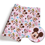 tissu coton disney personnages patchwork rose bleu clair enfants bricolage couture 140x50cm